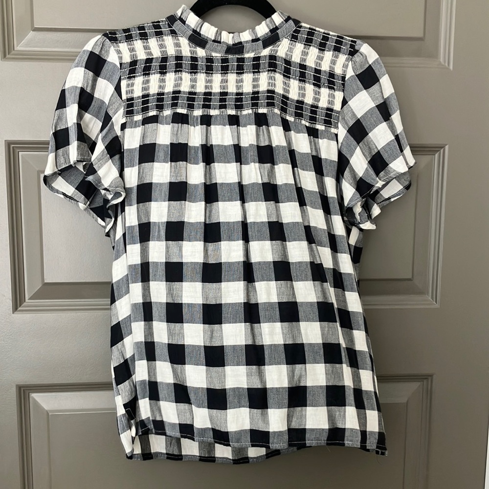 Loft Black & White Plaid Blouse - S